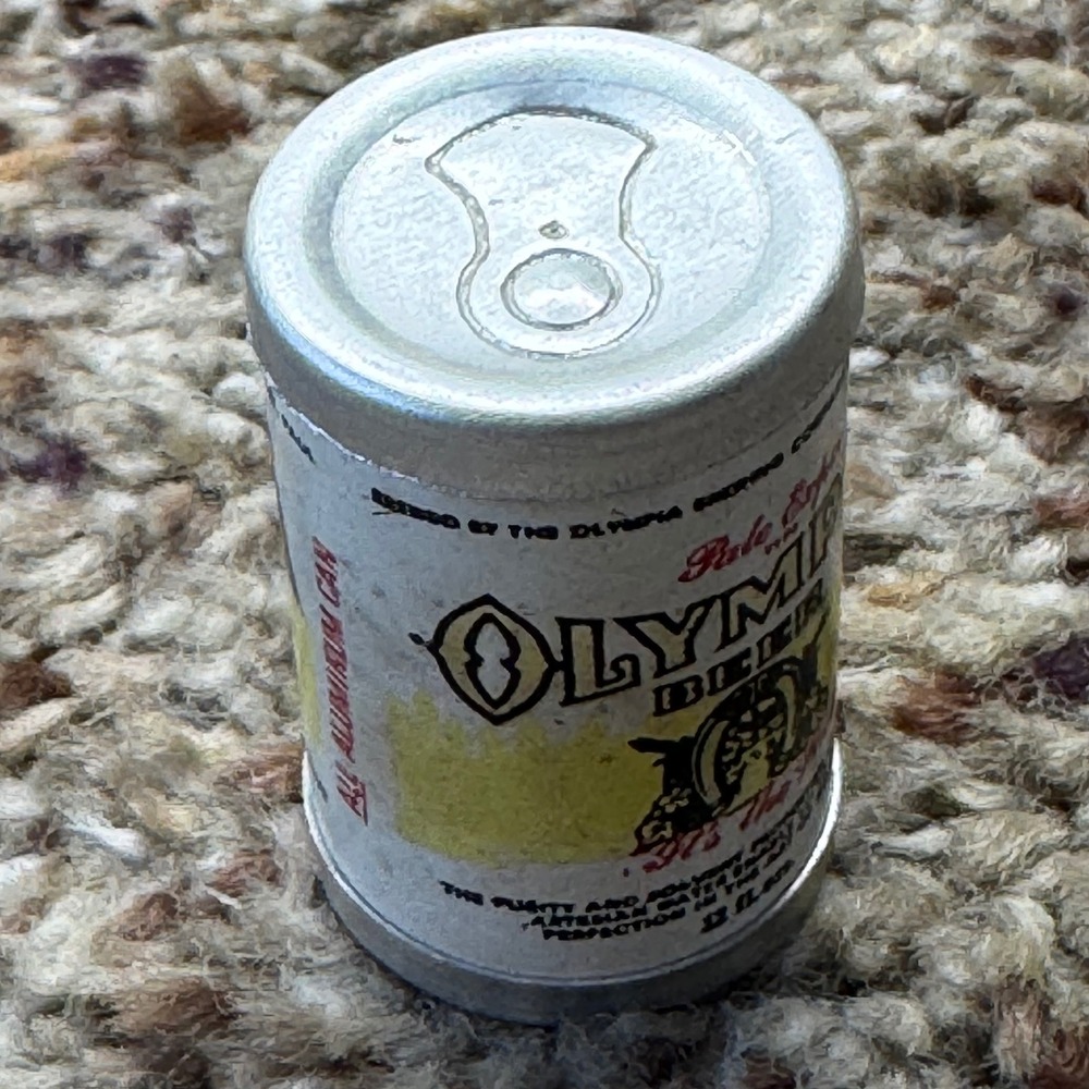 Vintage Olympia Beer Miniature Can Salt Pepper Shaker It's the Water Horseshoe
